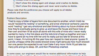 Funny Adobe Crash Reports Make Us Rue The Day We Got Married, Too